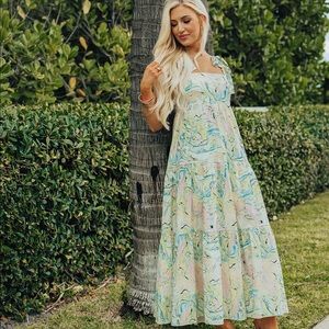 Buddy Love Arlene Tie Shoulder Maxi Citron Marble